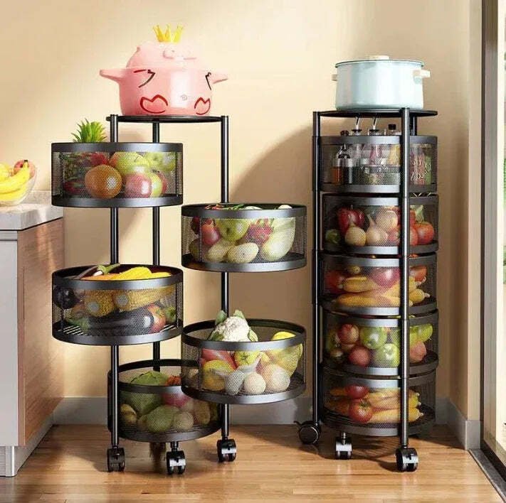 multi-layer-vegetable-and-fruit-organizer-kitchen-fruit-vegetables-mesh OllaBox FreshHarvest Storage Tower - Image 1