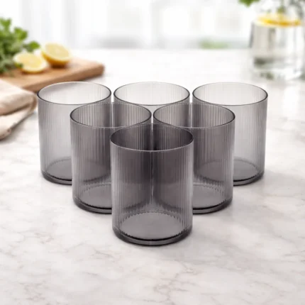 OllaBox Ribbed Smoke Grey Tumbler Set
