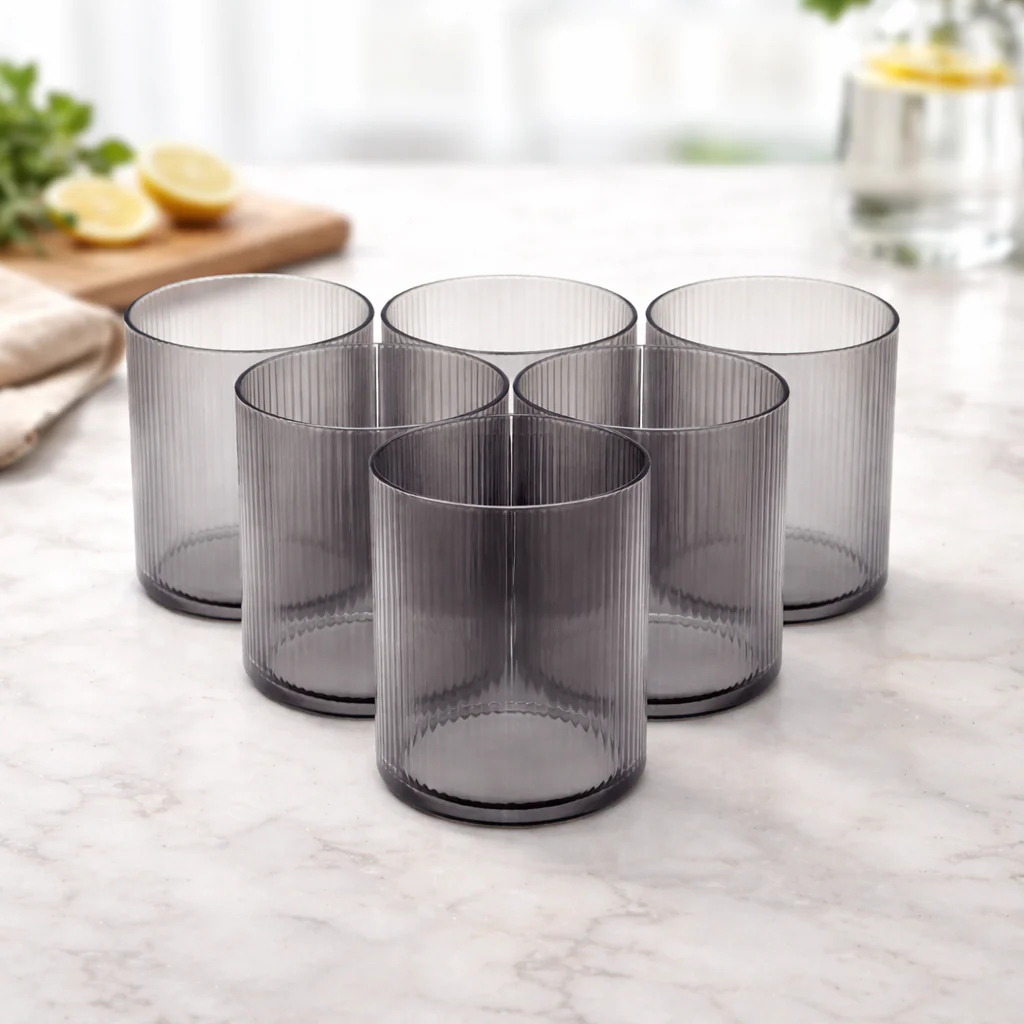 29dbdf07-5d8e-4973-a43e-f44b67104f60 OllaBox Ribbed Smoke Grey Tumbler Set - Image 1